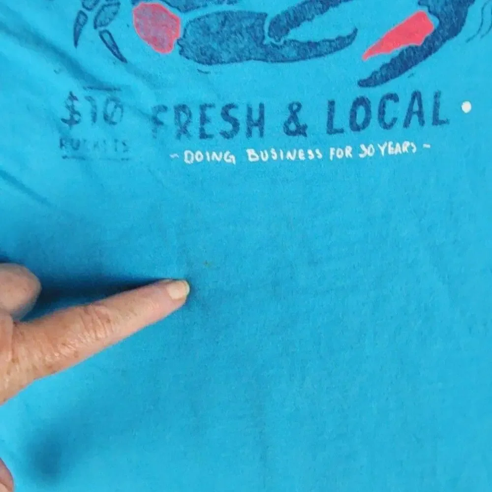 Crown & Ivy Shirt Youth 5 Blue Moody Crab Ringer Graphic Tee Local Goodness